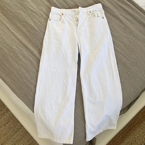 Zara High Waisted 100% cotton wide leg jeans